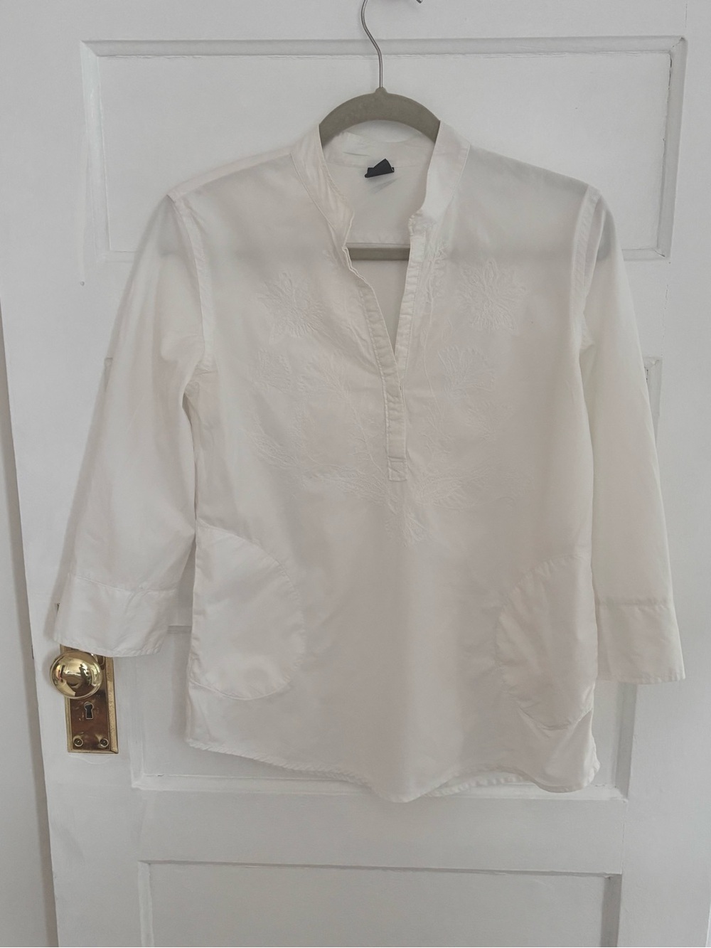 GAP White Embroidered Split-Neck Tunic
